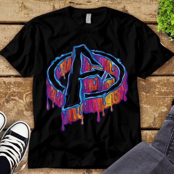 Marvel Avengers A Logo Melting Paint Drip T-Shirt Unisex Adult T-shirt Kid Shirt - Picture 1 of 2